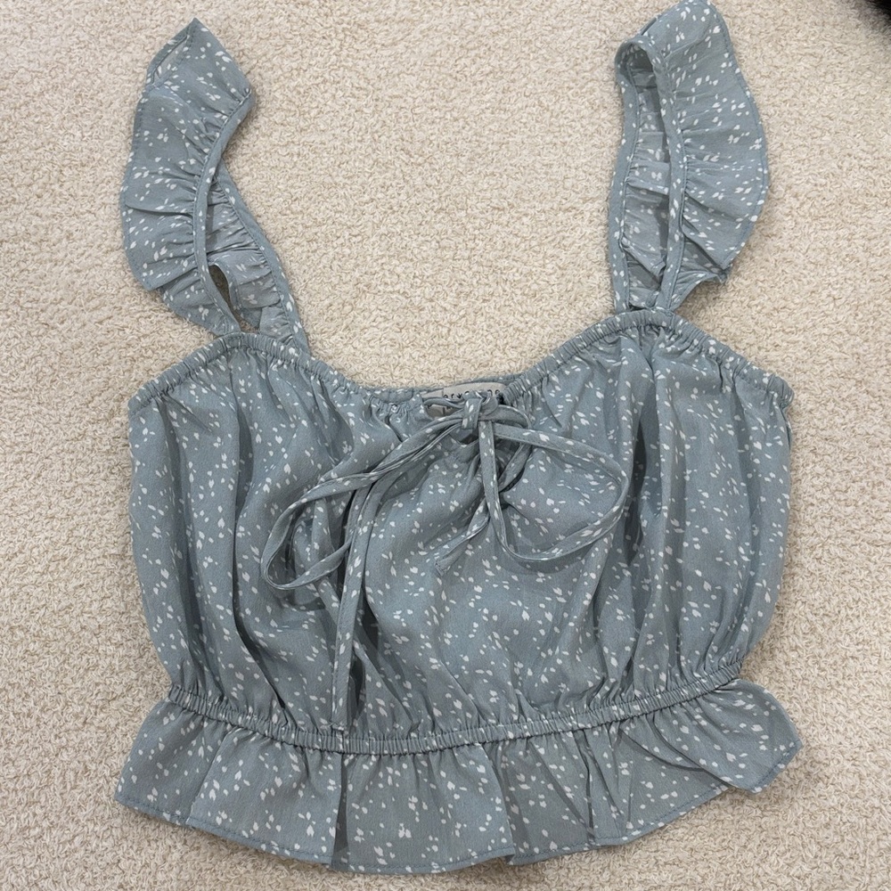 Paper Crane Gray Ruffled Crop Top